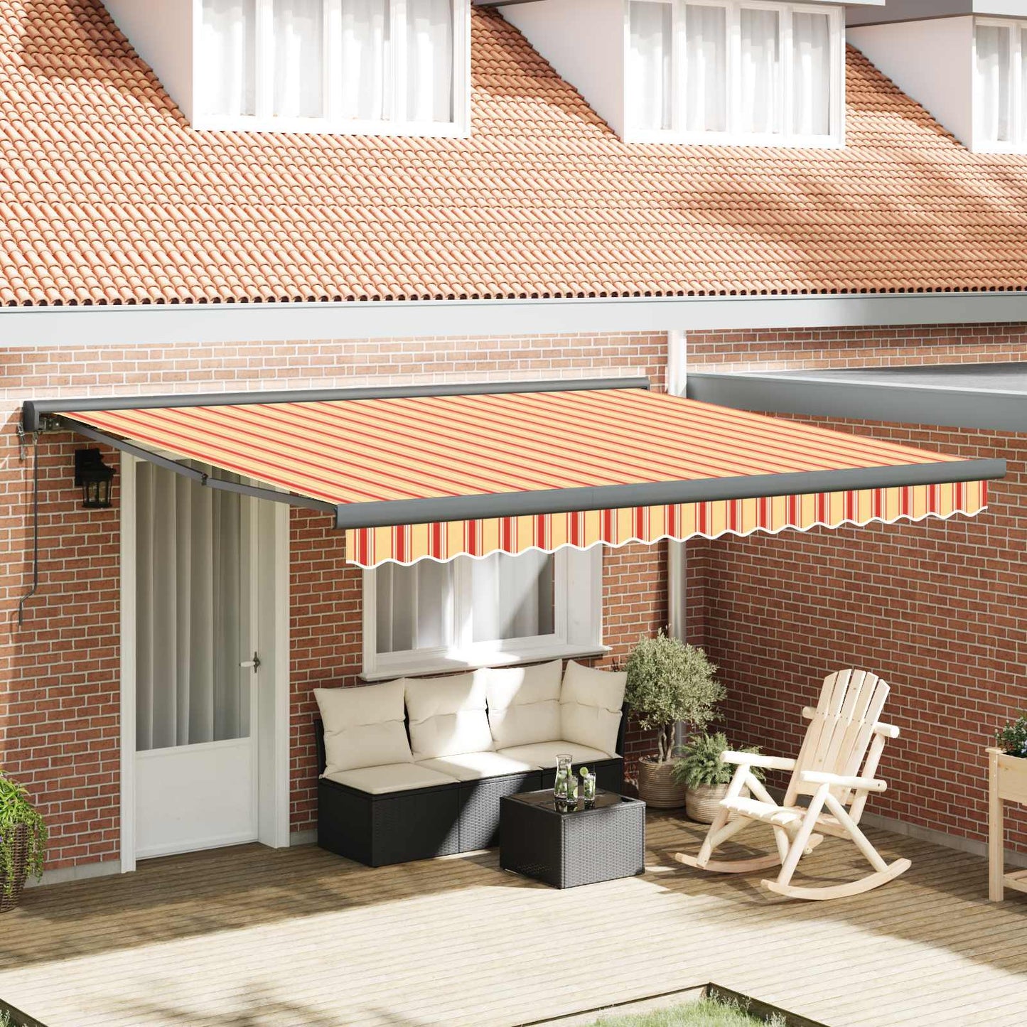 Toldo Retráctil Amarillo Y Naranja 400 X 300 X 165 Cm_1