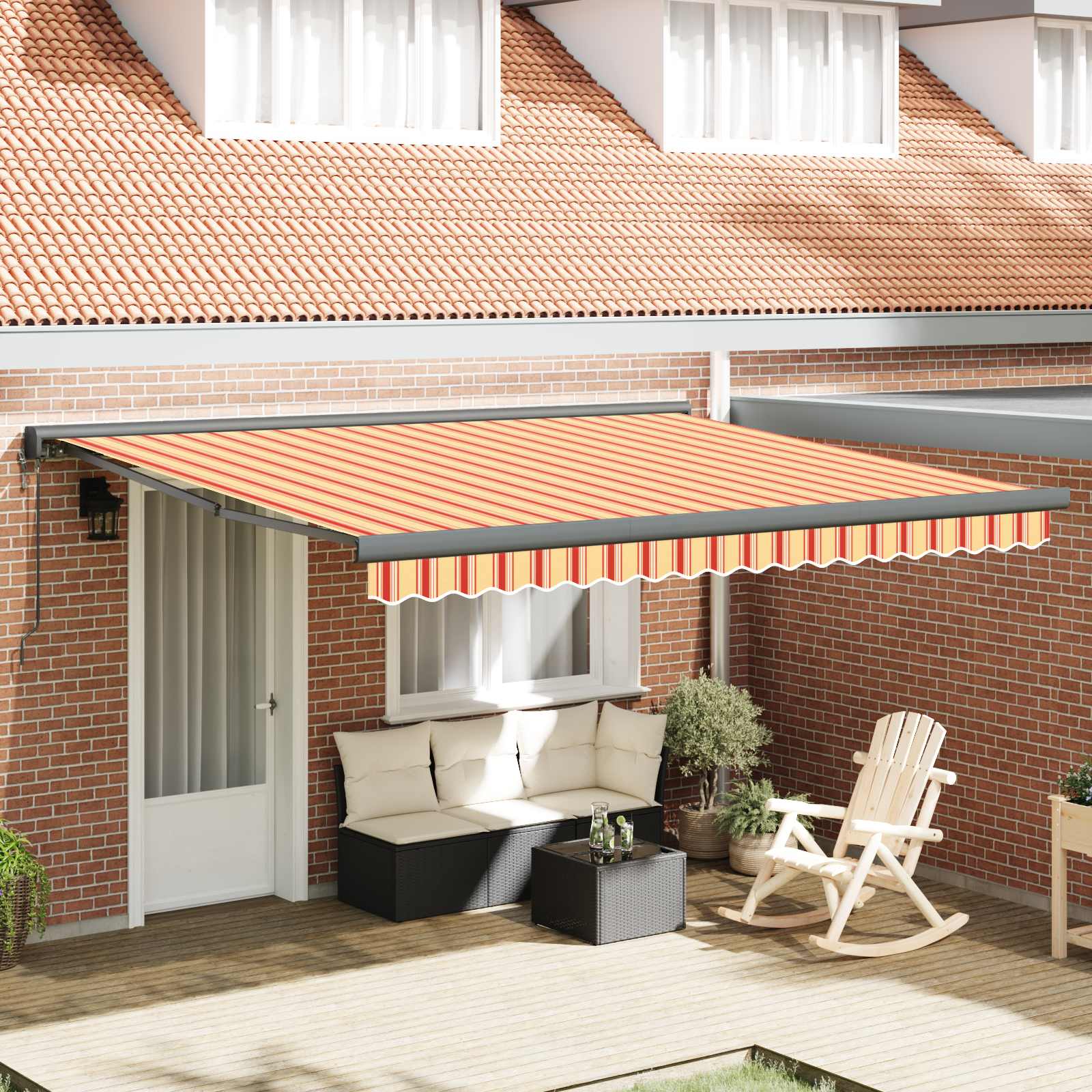 Toldo Retráctil Amarillo Y Naranja 400 X 300 X 165 Cm_1