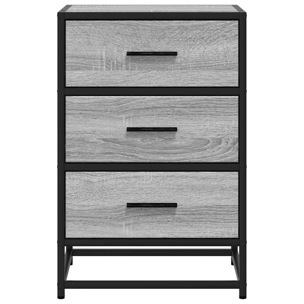 Mesita Noche Madera Ingeniería Gris Sonoma 40x34,5x60 Cm Metal_3