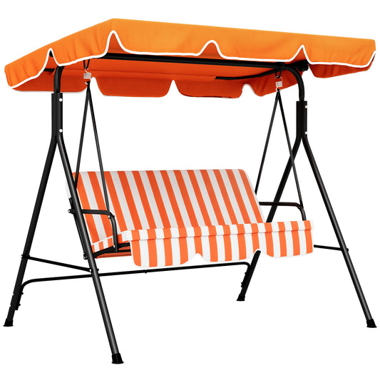 Outsunny Columpio De Jardín De 3 Plazas Techo Ajustable 172x110x153 Cm Naranja_0