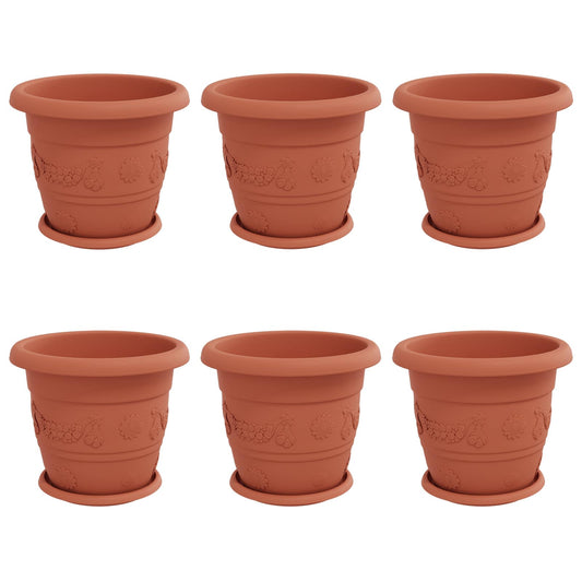 Macetas 6 Pcs Rojo Ladrillo Ø 30 X 25 Cm Plástico_0