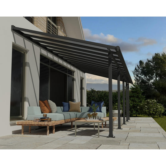 Pérgola adosada Olympia 860x294 gris