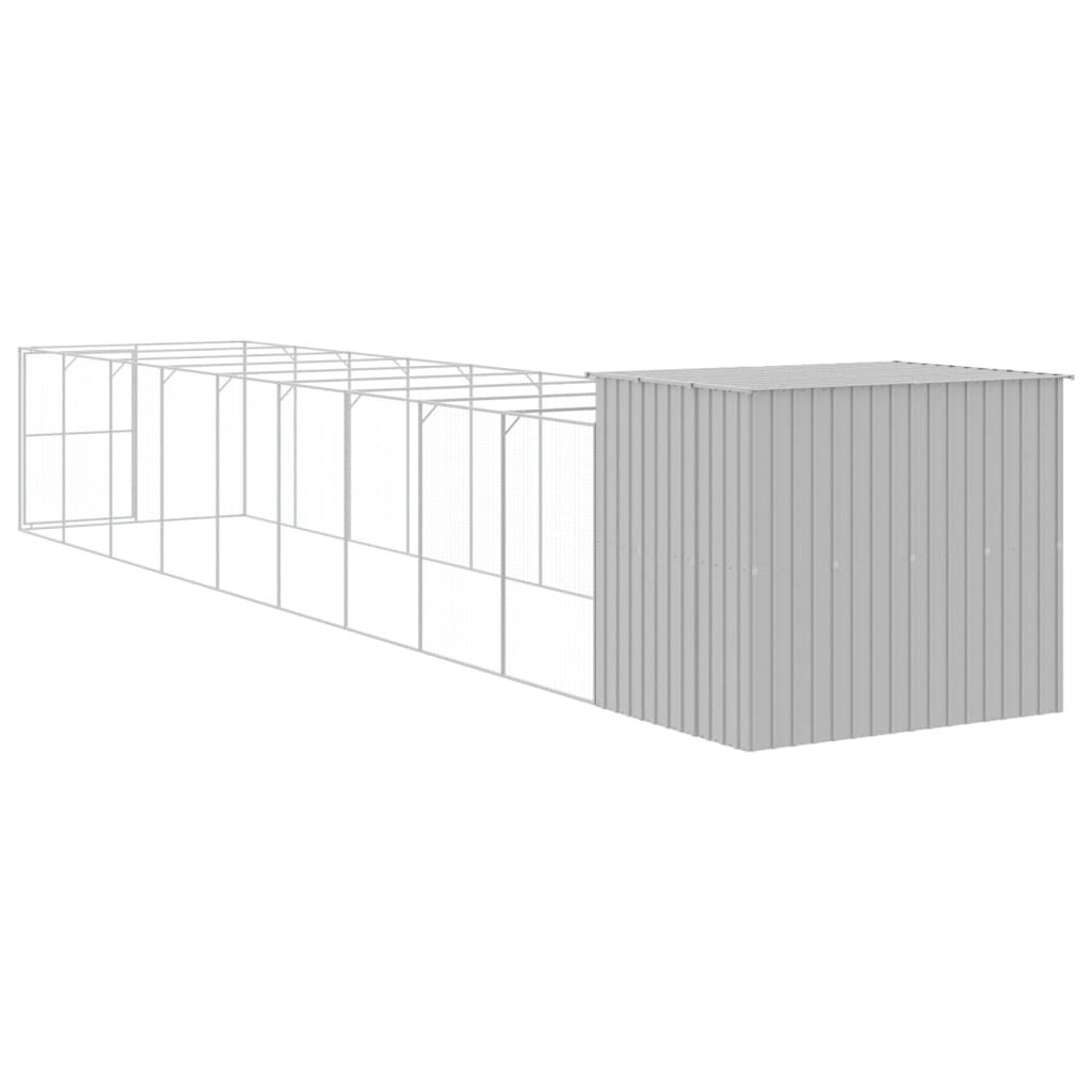 Vidaxl Caseta Perro Corral Acero Galvanizado Gris Claro 214x1069x181cm_4