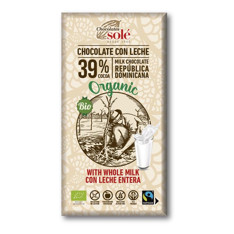 Chocolate con Leche entera 39% Bio Solé 100g