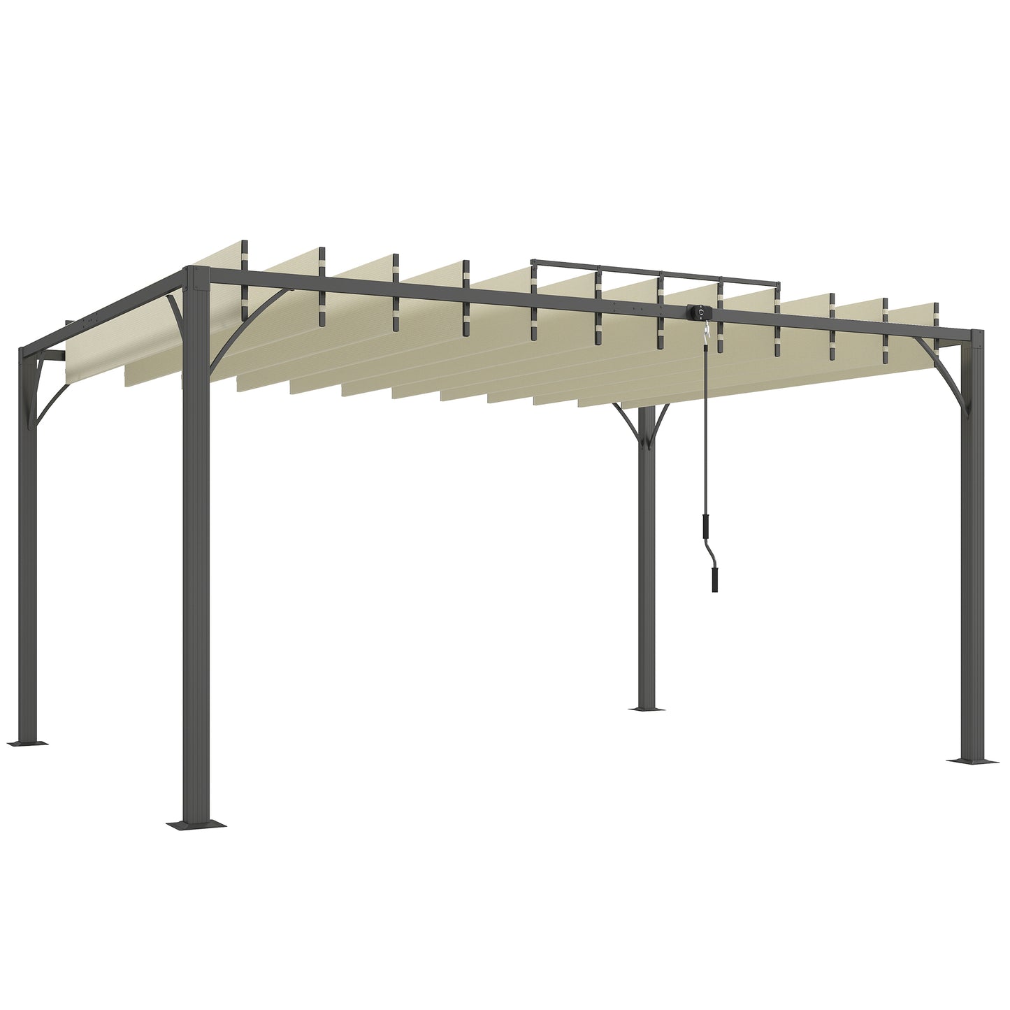 Outsunny Pérgola De Jardín 3x4 M Con Techo De Lamas Orientables Upf30+ Crema_0