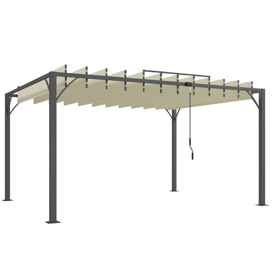 Outsunny Pérgola De Jardín 3x4 M Con Techo De Lamas Orientables Upf30+ Crema_0