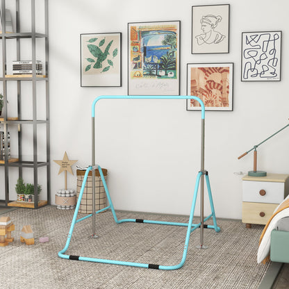 Homcom Barra De Gimnasia Artística Plegable Altura Ajustable Azul Celeste_3