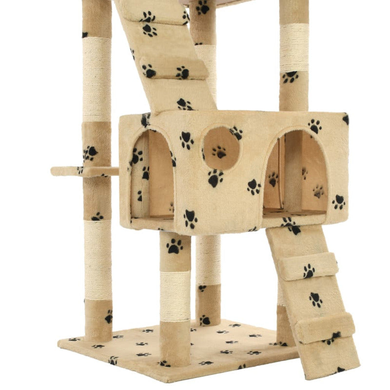 Vidaxl Rascador Para Gatos Poste De Sisal 170 Cm Huellas Beige_5