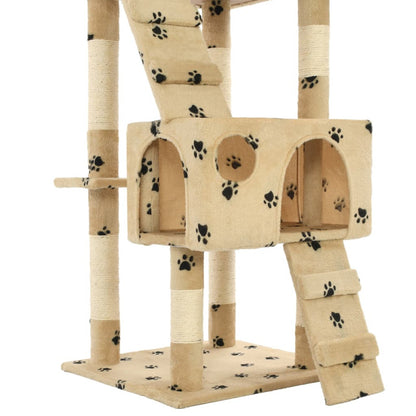 Vidaxl Rascador Para Gatos Poste De Sisal 170 Cm Huellas Beige_5