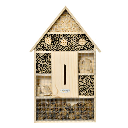 Outsunny Hotel De Insectos 5 Pisos De Madera Y Bambú Para Abejas Mariposas_0