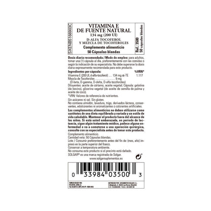 Vitamina E 200UI 134mg  250 cápsulas