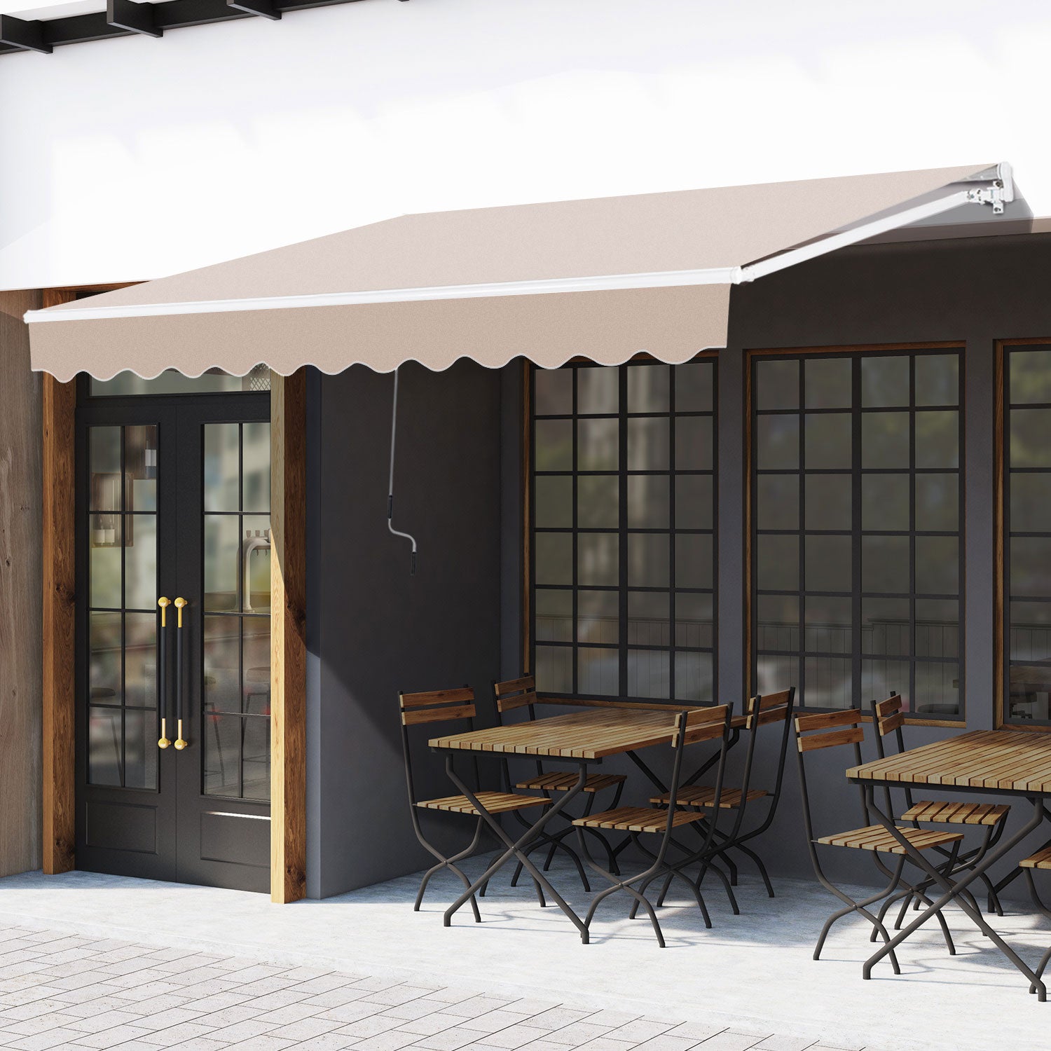 Outsunny Toldo Manual Retráctil 295x200 Cm Con Manivela De Metal Beige_1