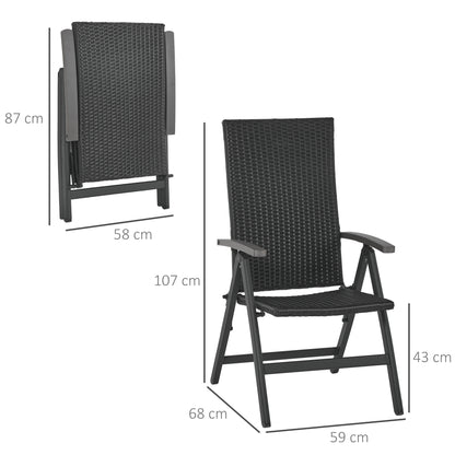 Outsunny Silla Plegable De Ratán Con 5 Posiciones Reclinable Aluminio 59x68x107_2