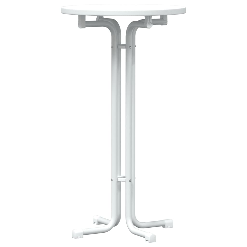 Mesa Alta De Comedor Madera Ingeniería Y Acero Blanco Ø60x110cm_0