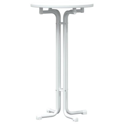 Mesa Alta De Comedor Madera Ingeniería Y Acero Blanco Ø60x110cm_0