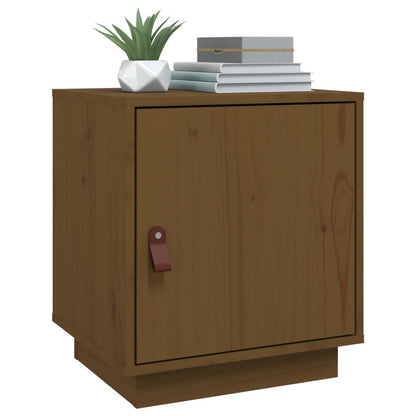 Mesita De Noche Madera Maciza De Pino Marrón Miel 40x34x45 Cm_2