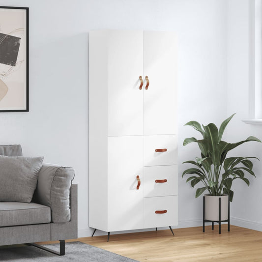 Aparador Alto Madera Contrachapada Blanco 69,5x34x180 Cm_0