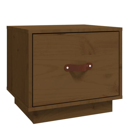 Mesita De Noche Madera Maciza De Pino Marrón Miel 40x34x35 Cm_0