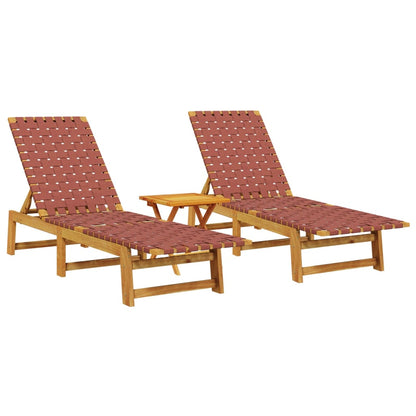 Tumbonas Con Mesa 2 Unidades Madera Maciza De Acacia Roja / Vetonek_4