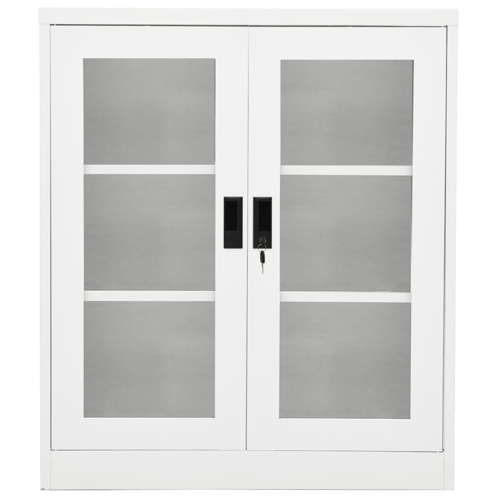 Armario De Oficina De Acero Blanco 90x40x105 Cm_1