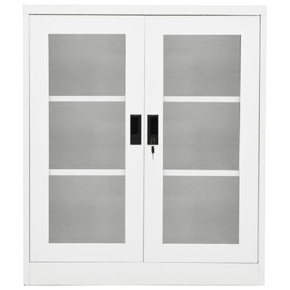Armario De Oficina De Acero Blanco 90x40x105 Cm_1