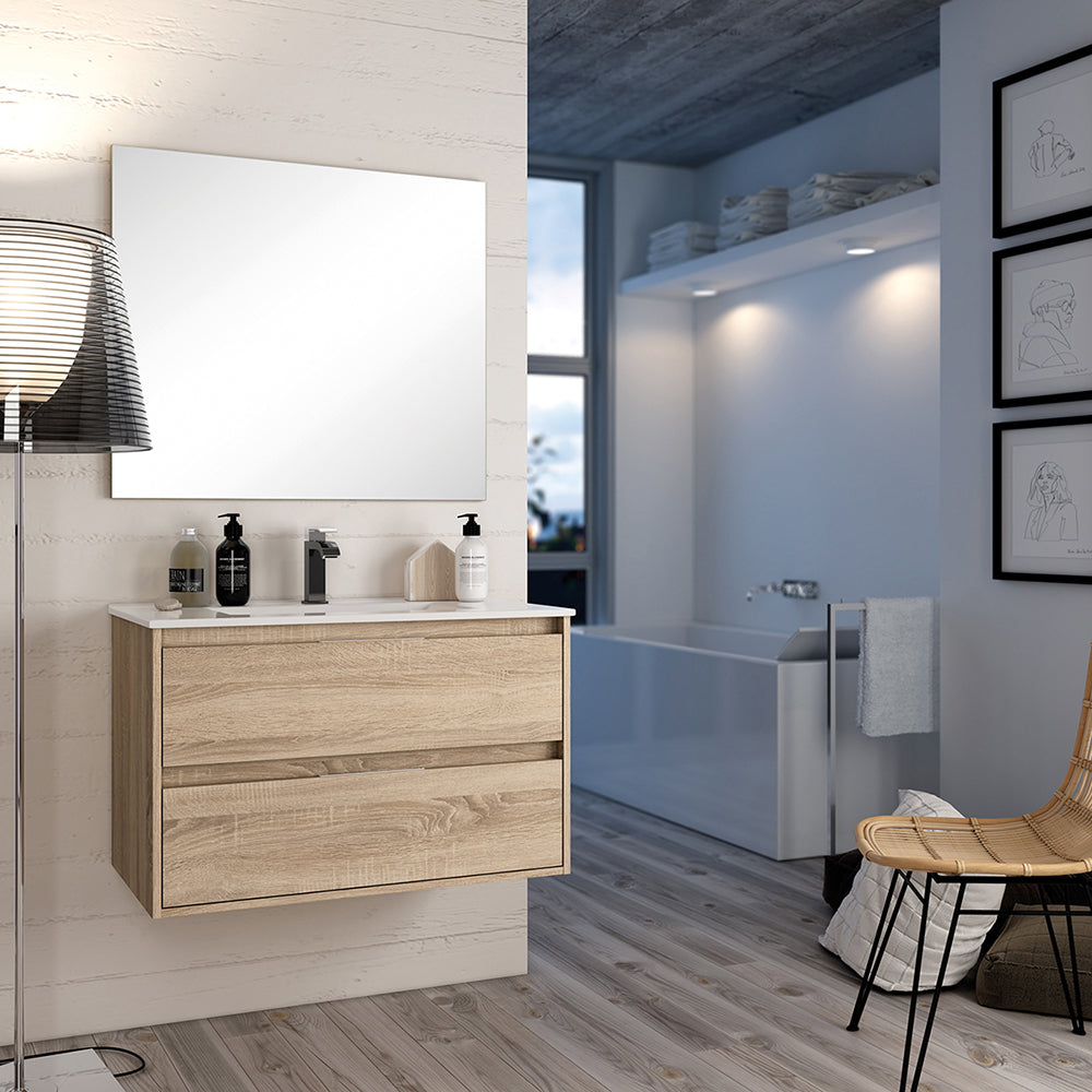 Mueble Baño Sandra - Natural - 2 Cajones - 100 Cm_0