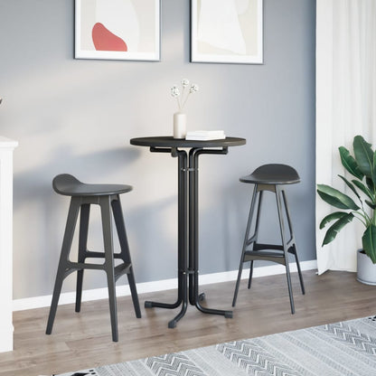 Mesa Alta De Comedor Madera Ingeniería Y Acero Negro Ø70x110 Cm_1