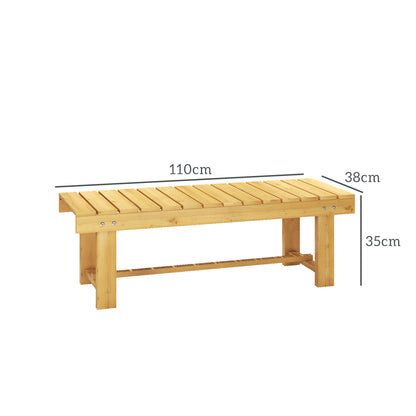 Outsunny Banco De Jardín De Madera De 2 Plazas Carga 250 Kg 110x38x35 Cm Natural_2