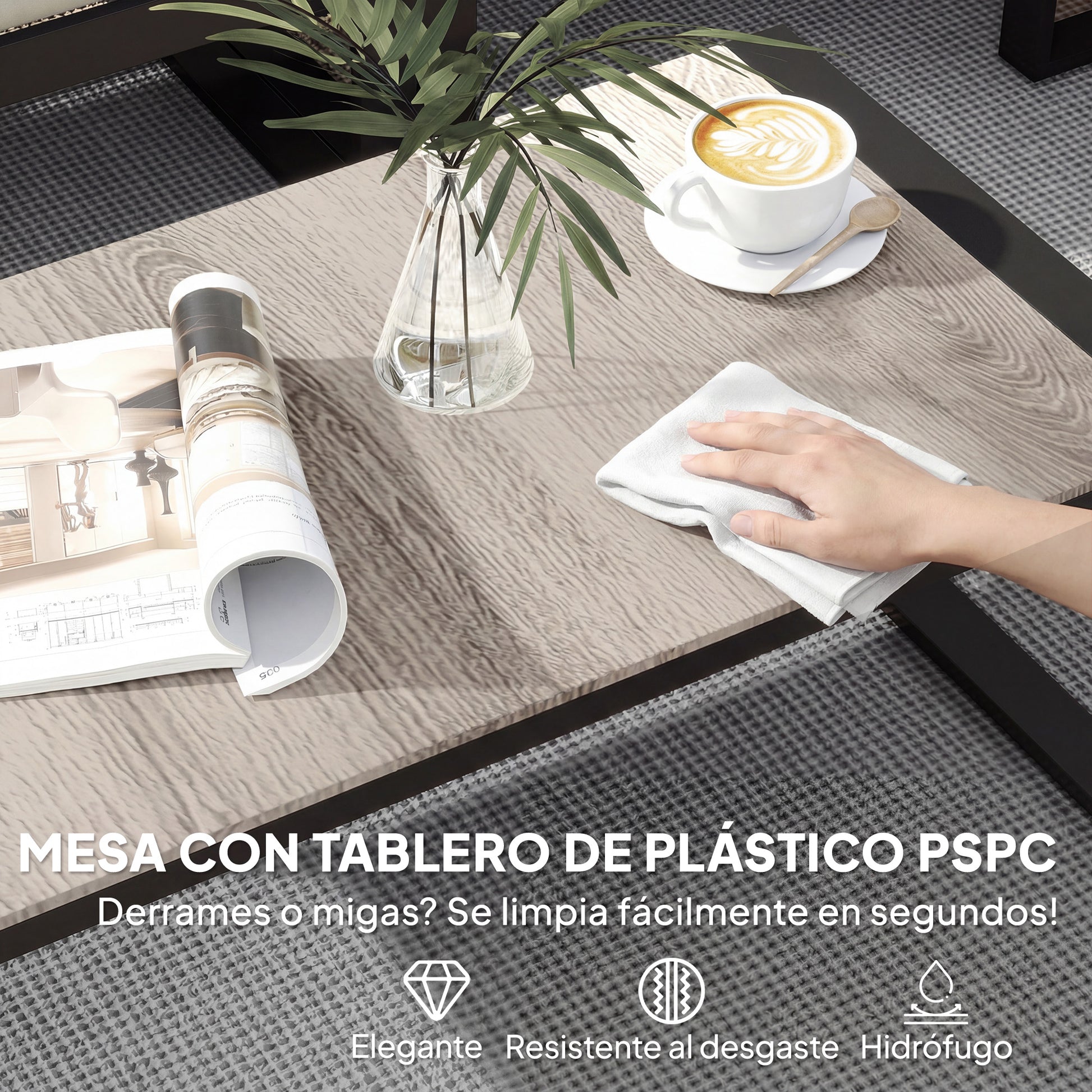 Outsunny Conjunto De Jardín Exterior 2 Sofás De 2 Plazas 1 Sillón Y Mesa Caqui_5