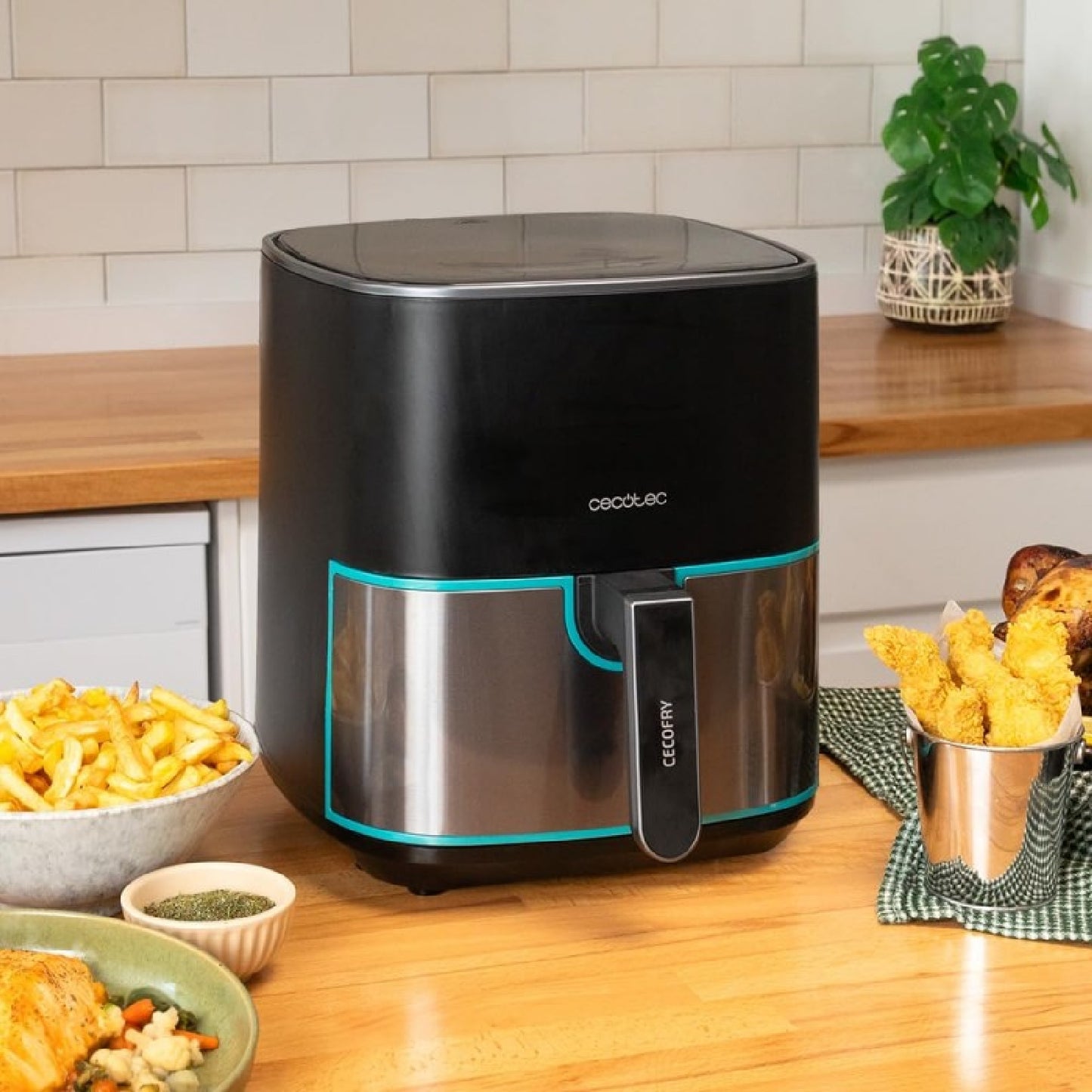 Freidora De Aire Sin Aceite De 5'5l Cecofry Fantastik Inox 5500 Pack 1500w, Tecnología Perfectcook, 9 Modos De Cocinado, Táctil, Regulable 80-200gra_4