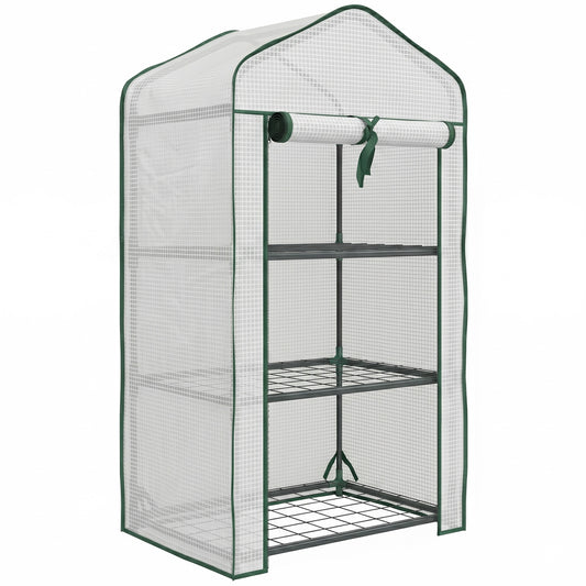 Invernadero De Jardín Outsunny Acero, Pe Blanco 59x39x127 Cm_0
