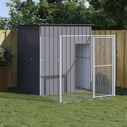 Vidaxl Caseta Perros Con Corral Acero Galvanizado Gris 165x251x181 Cm_1