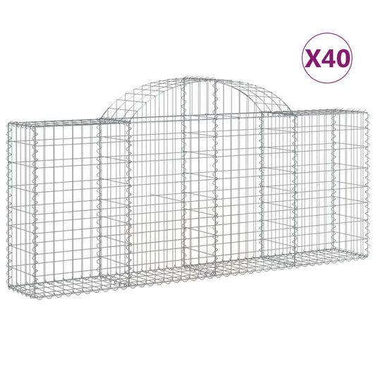 Cestas De Gaviones 40 Uds Forma De Arco Hierro 200x30x80/100 Cm_0