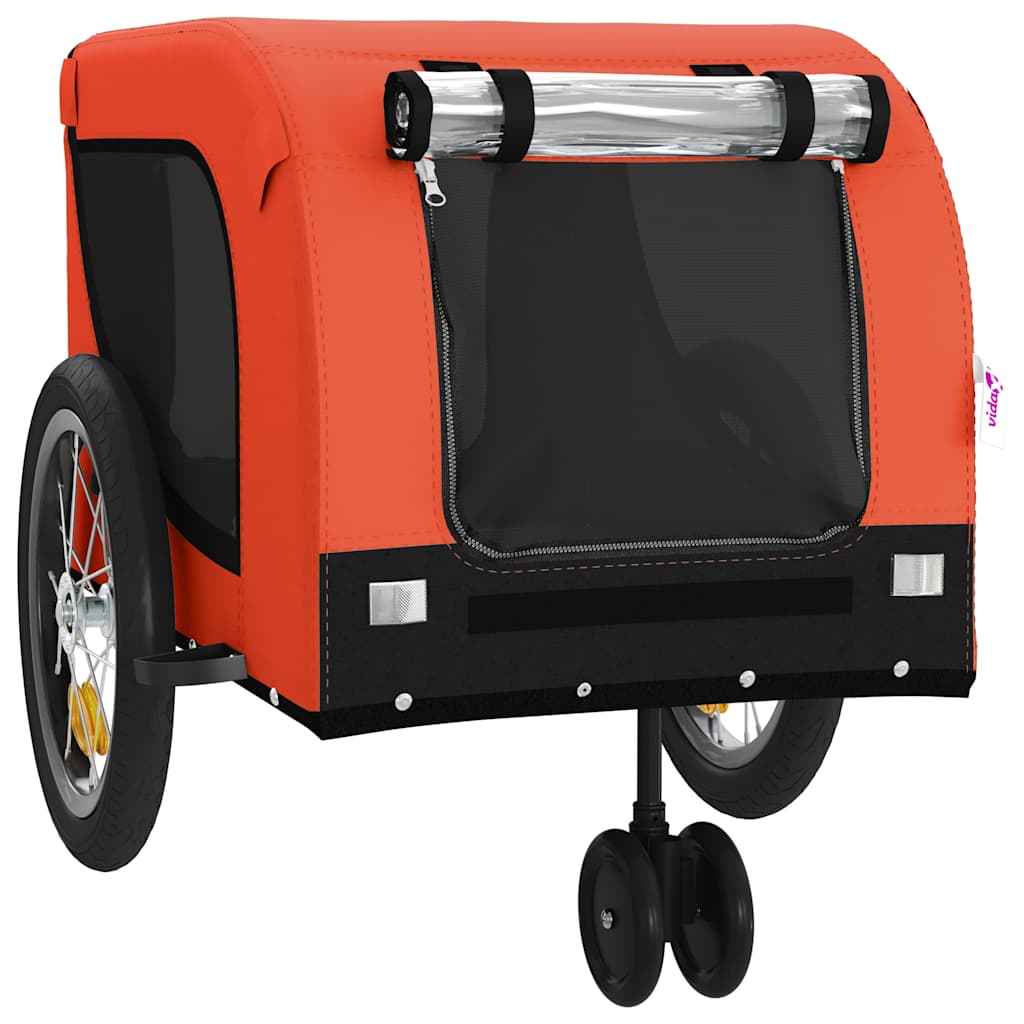 Remolque De Bicicleta Mascotas Hierro Tela Oxford Naranja Negro_3