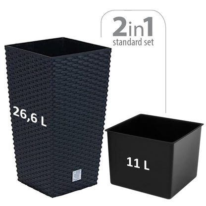 Maceta Rato De 26,6 Litros Con Inserto 26,5 X 26,5 X 50 Cm En Color Antracita_1