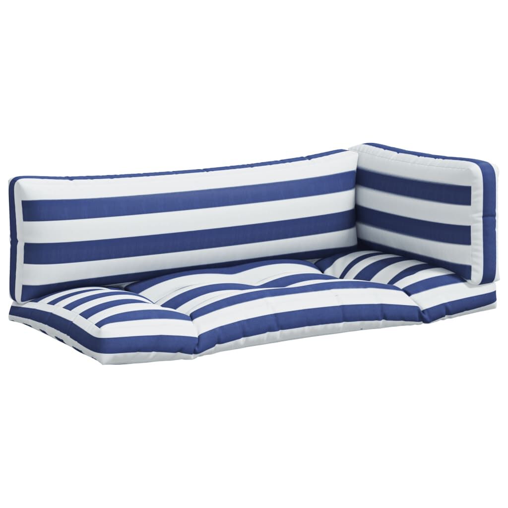 Vidaxl Cojines Para Palés 3 Piezas Tela Oxford Azul Y Blanco A Rayas_0