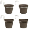4 Macetas Cilíndricas Ø 14 Cm Con Ganchos, En Polipropileno Gris