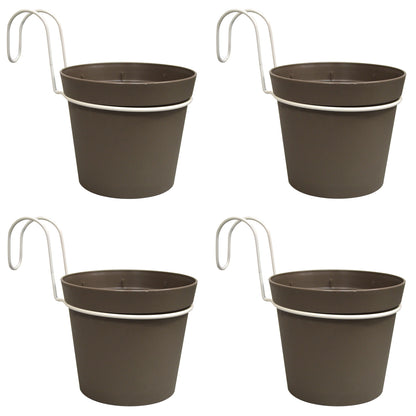 4 Macetas Cilíndricas Ø 14 Cm Con Ganchos, En Polipropileno Gris_0