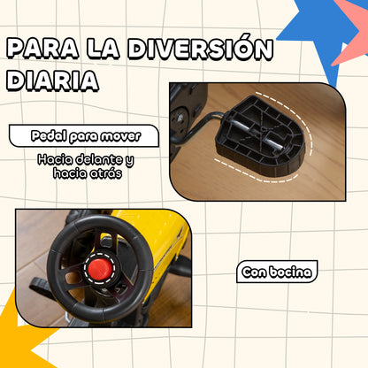 Tractor Infantil Homcom Pp, Pvc, Metal Amarillo 133x42x51 Cm_5
