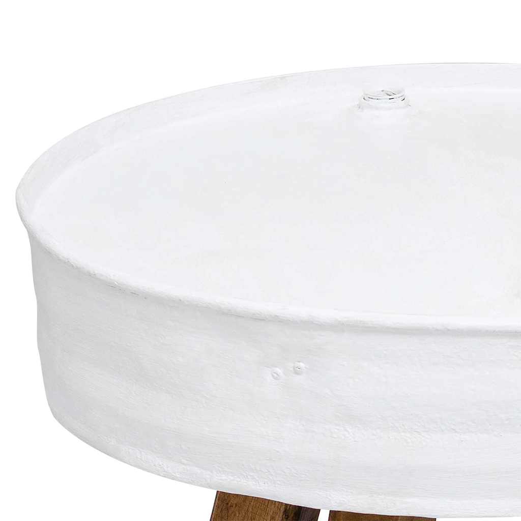 Mesa De Centro De Madera Maciza Reciclada Blanco 60x45 Cm_2