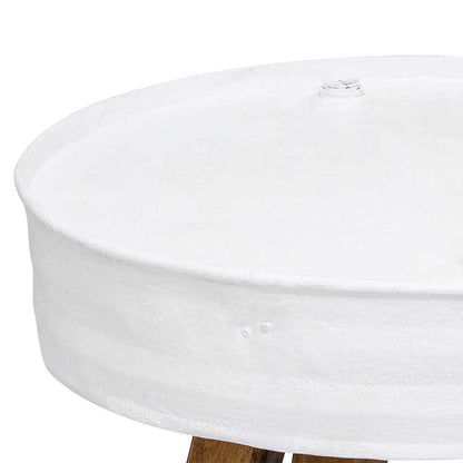 Mesa De Centro De Madera Maciza Reciclada Blanco 60x45 Cm_2