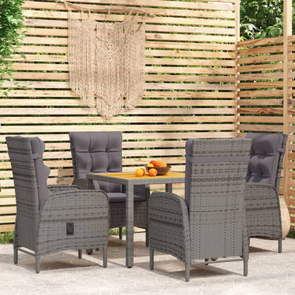 Vidaxl Juego De Comedor De Jardín 5 Piezas Ratán Sintético Gris_1