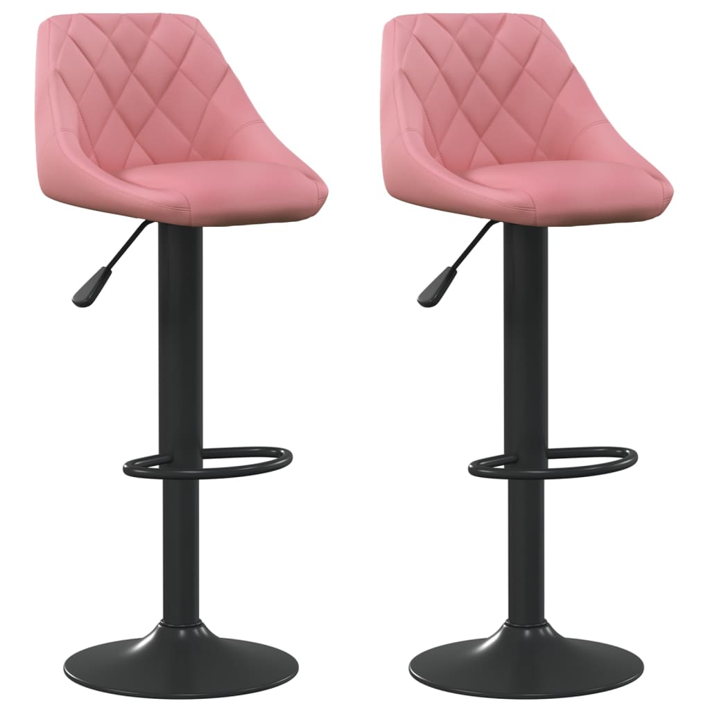 Taburetes De Cocina 2 Unidades Terciopelo Rosa_0