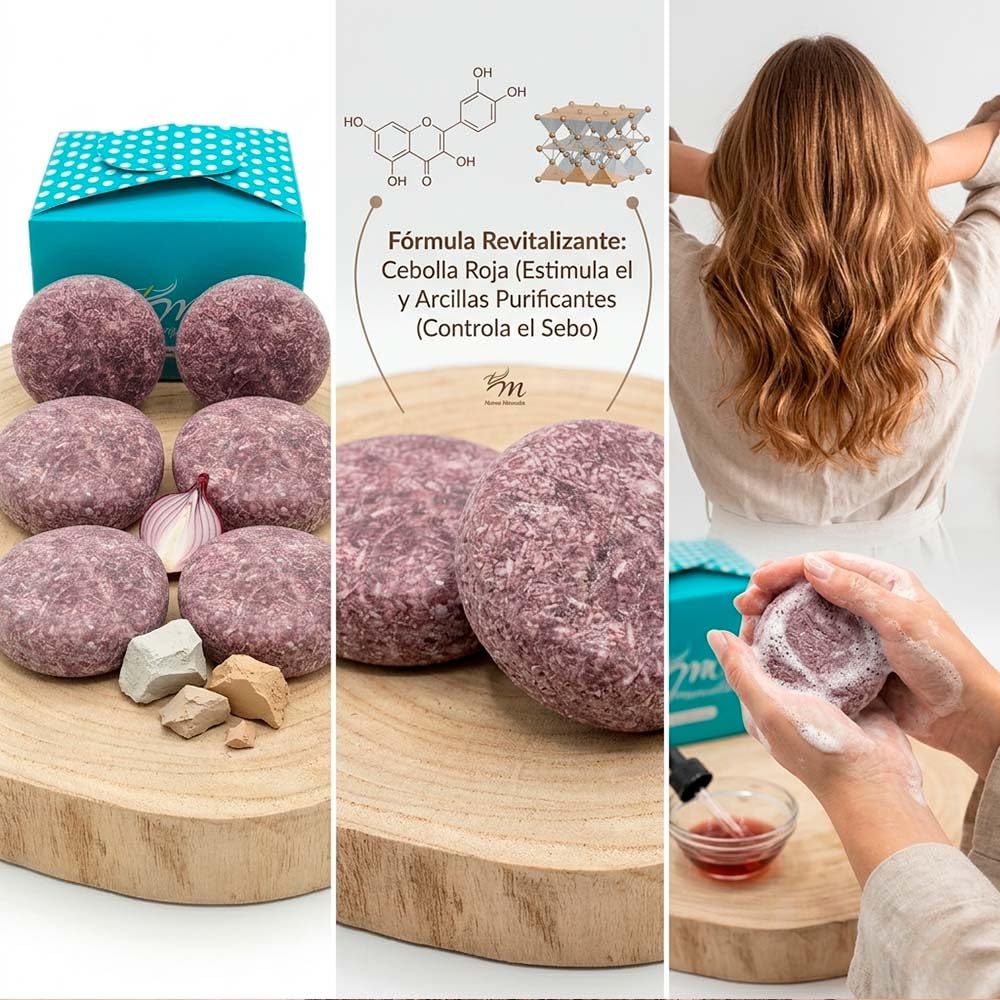 Pack 4 Champú Sólido De Cebolla Roja Y Arcilla. Fortalecedor. Detox Pelo Graso Y Con Caspa. Aporta Volumen. Aroma Fresco_5