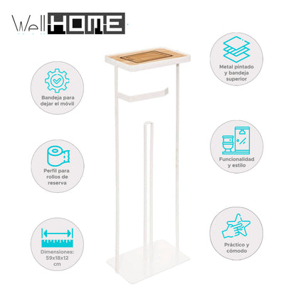 Wellhome - Soporte Para Papel Higiénico, Con Reserva Y Sporte Para Teléfono