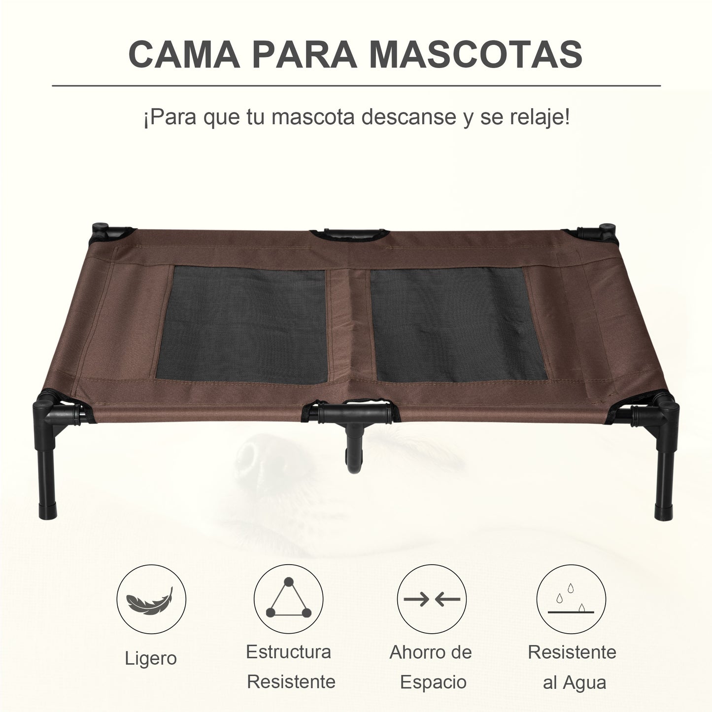 Pawhut Cama Elevada Para Perros Interior Y Exterior 92x76x18 Cm Café_3