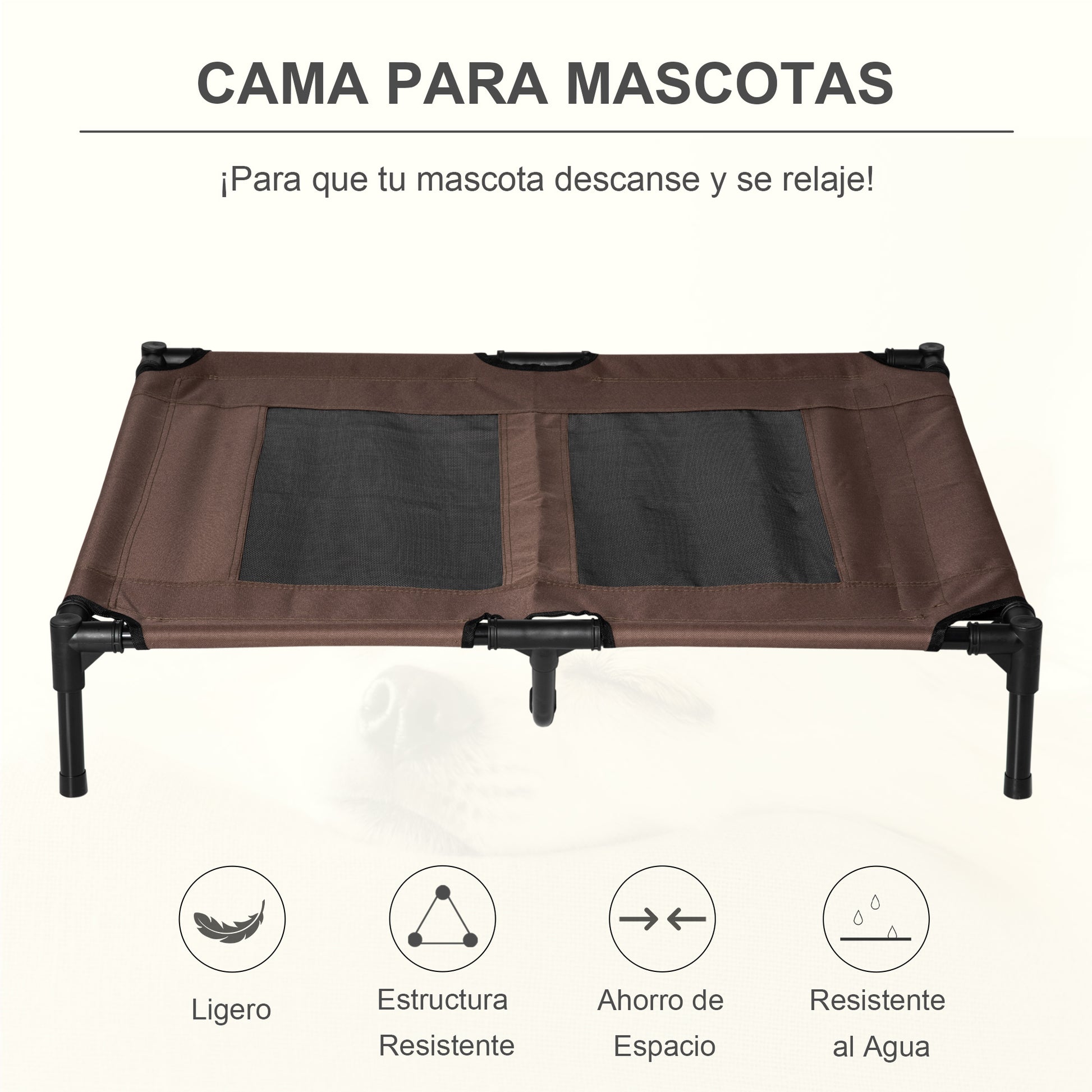 Pawhut Cama Elevada Para Perros Interior Y Exterior 92x76x18 Cm Café_3