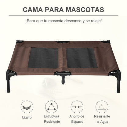 Pawhut Cama Elevada Para Perros Interior Y Exterior 92x76x18 Cm Café_3