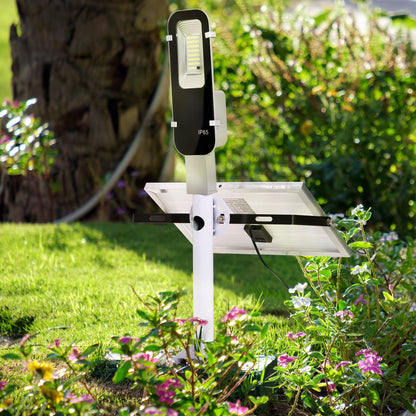 Outsunny Luz Solar Exterior Con 54 Led Ip65 Impermeable 68x37x16 Cm Plata_1