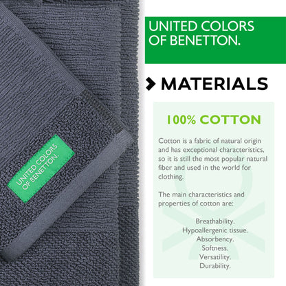 Set 3pcs Toallas De Baño (30x50+50x90+70x140cm) 450 Gsm 100%algodon Gris Oscuro Casa Benetton